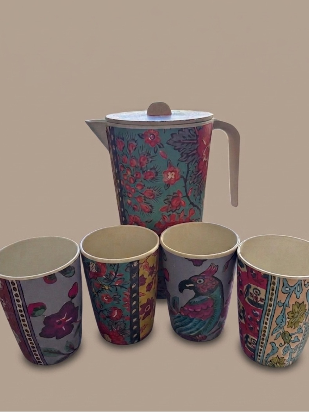 Anthropologie x Sarah Campbell Bamboo Melamine Pitcher & Tumblers